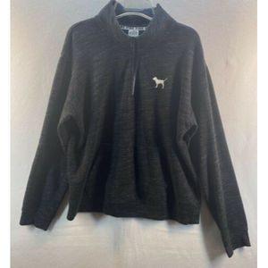 Women's PINK Quarter Zip Sweatshirt Black/Dark Gray Size Small Victoria's Secret
